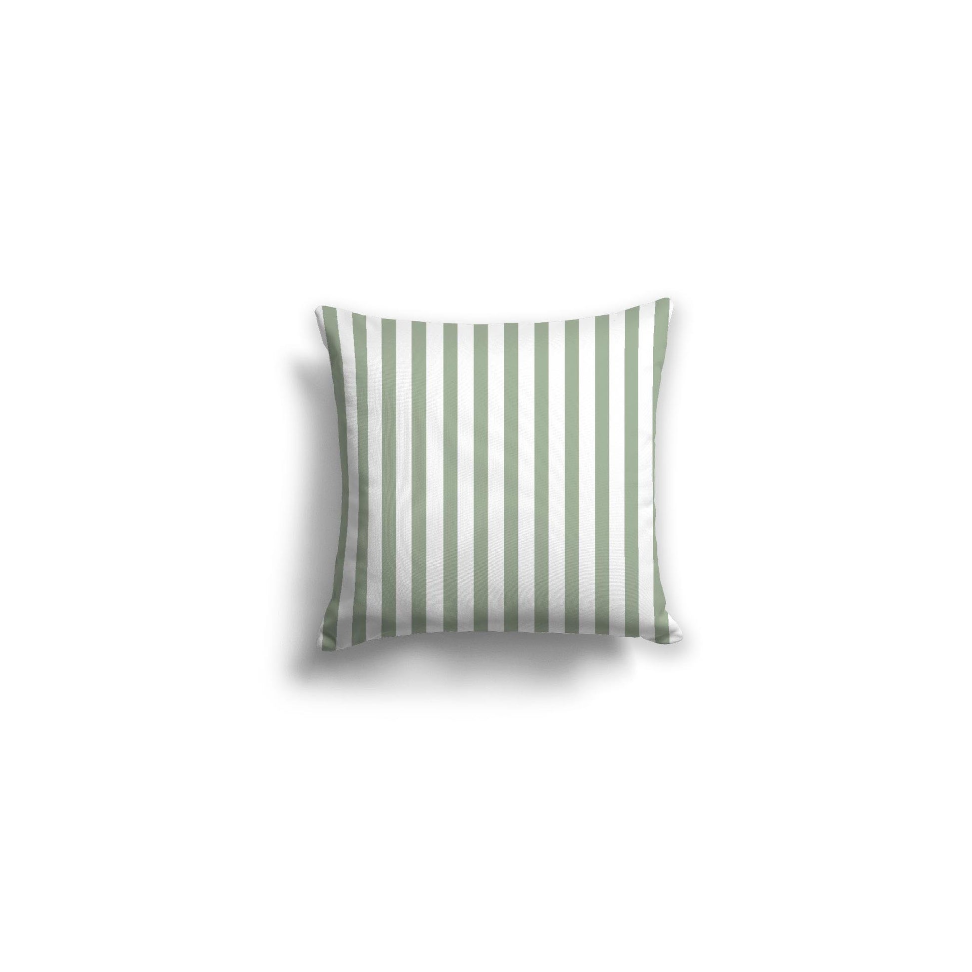 White Spun Polyester Throw Pillow with Thin Green Bars on Front 14 x 14 inches / 36 x 36 cm