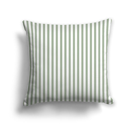 White Spun Polyester Throw Pillow with Thin Green Bars on Front 26 x 26 inches / 66 x 66 cm