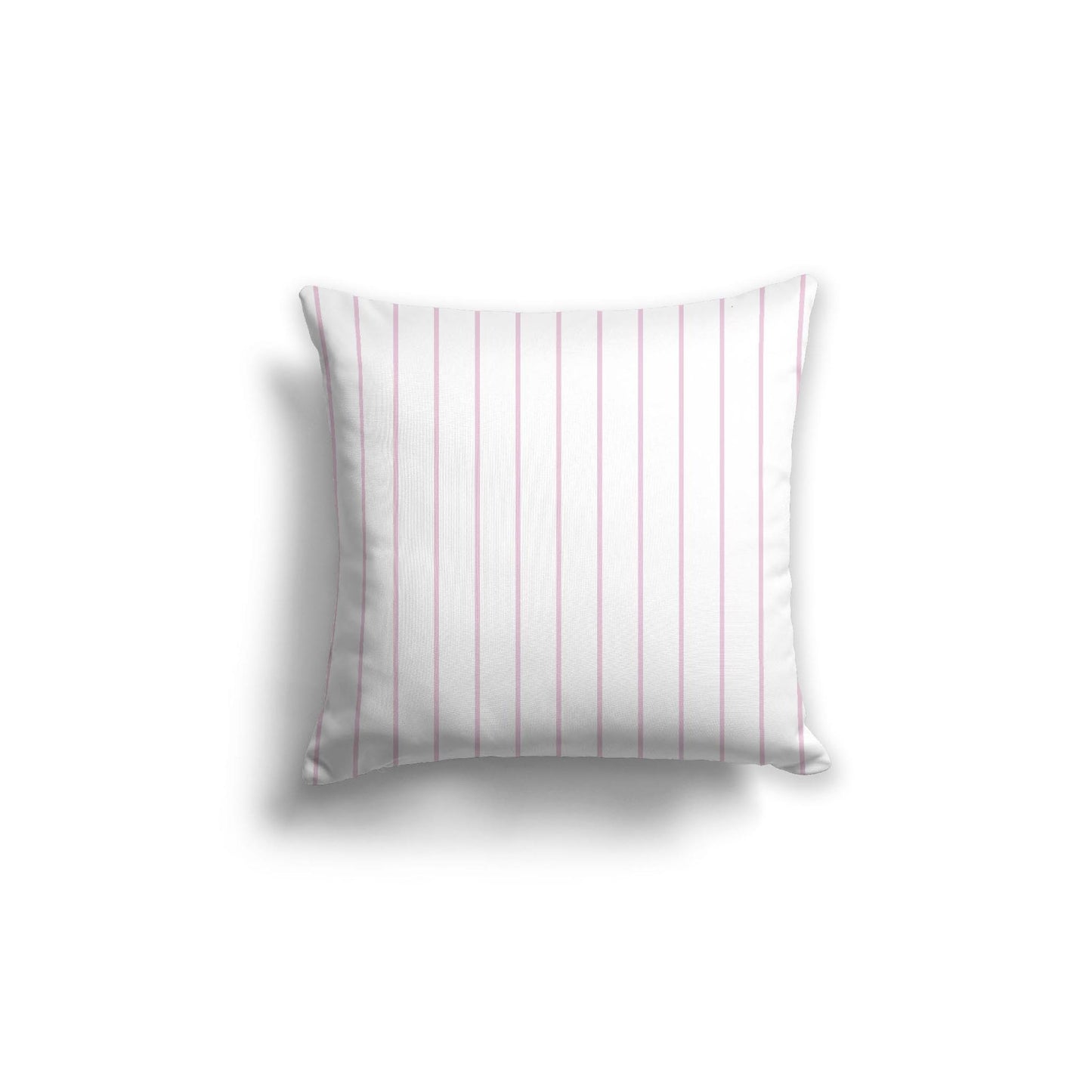 White Spun Polyester Throw Pillow with Fine Pink Stripes on Front 18 x 18 inches / 46 x 46 cm