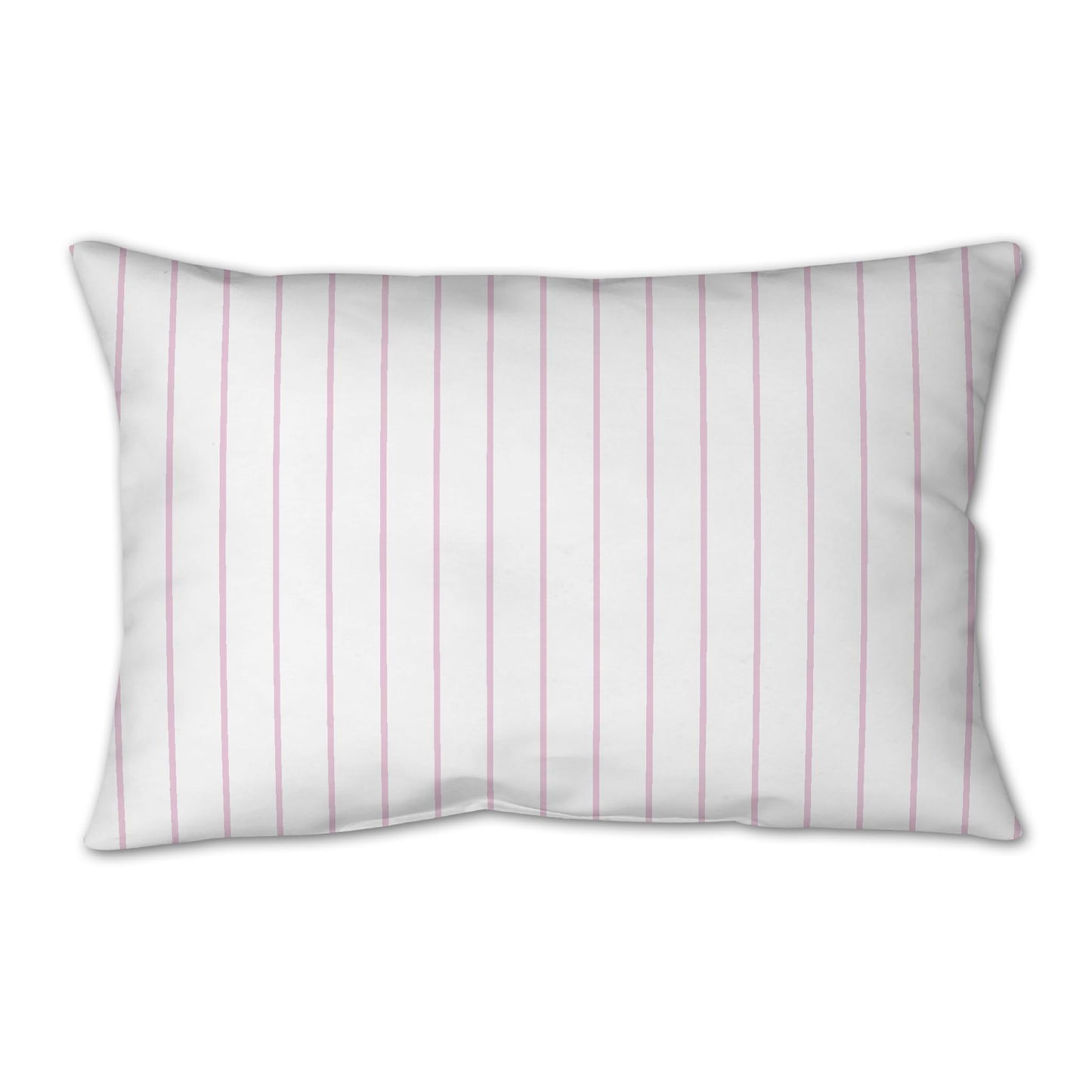 White Spun Polyester Throw Pillow with Fine Pink Stripes on Front 25 x 18 inches / 63.5 x 66 cm