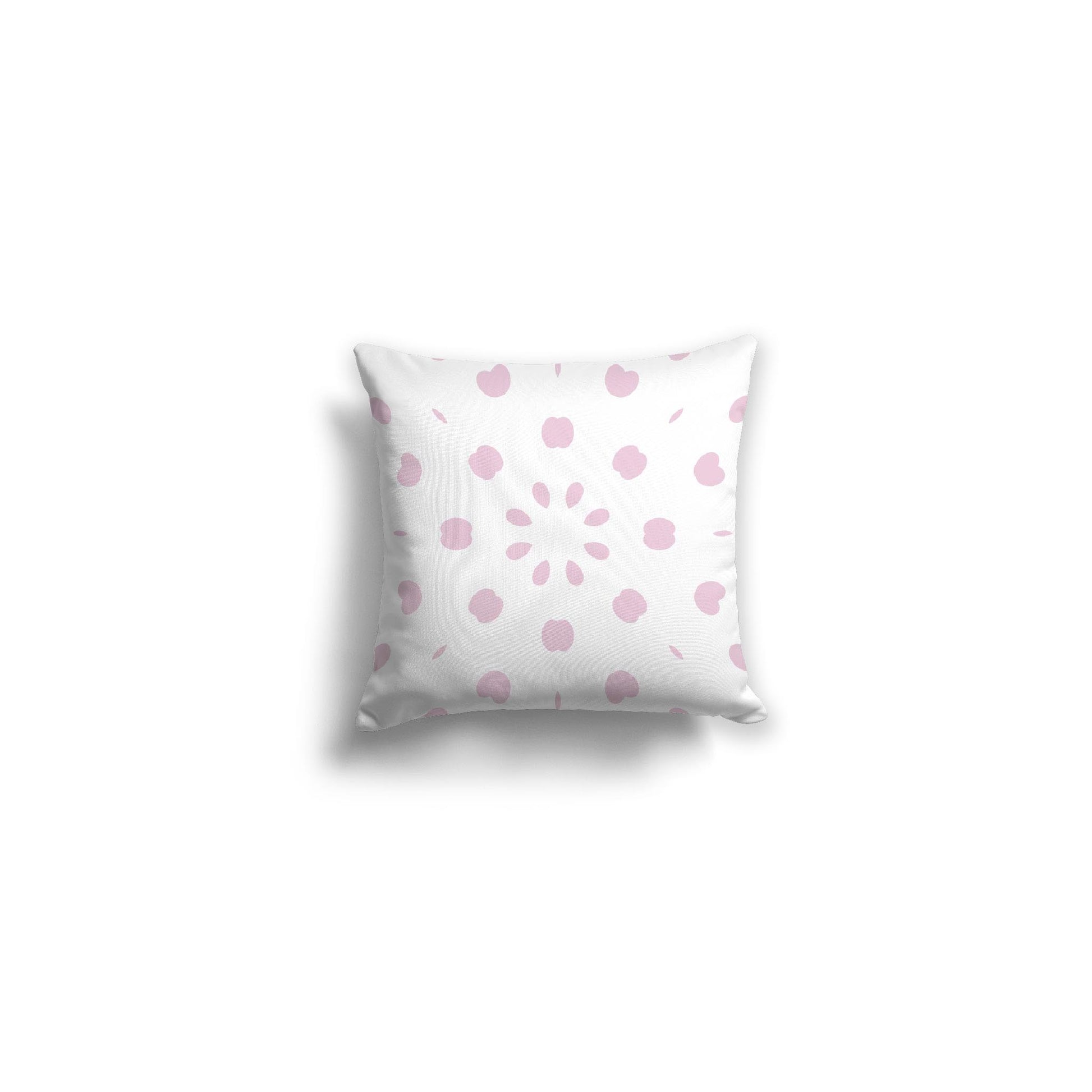 White Spun Polyester Throw Pillow with Pink Burst Pattern on Front 14 x 14 inches / 36 x 36 cm