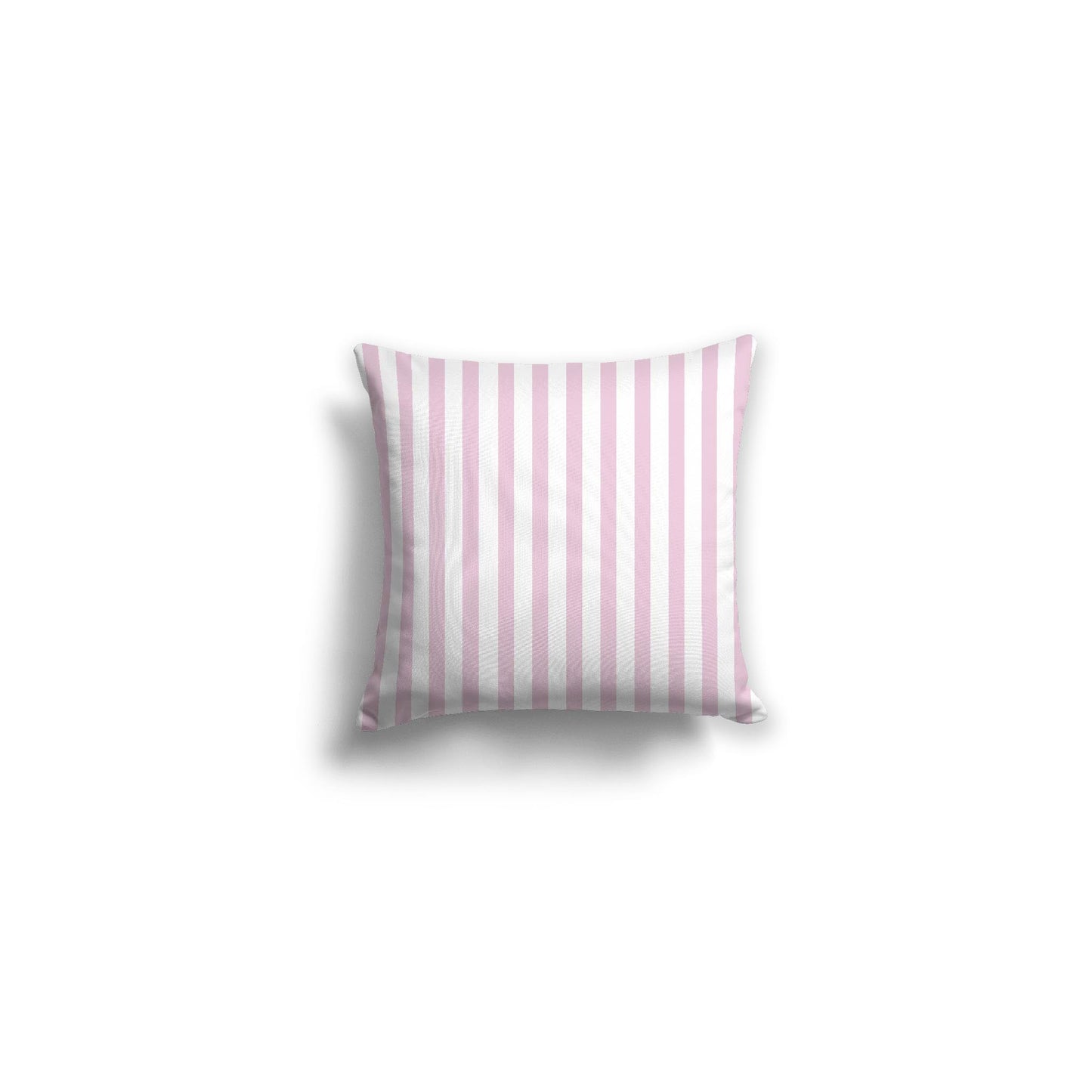 White Spun Polyester Throw Pillow with Thin Pink Bars on Front 14 x 14 inches / 36 x 36 cm