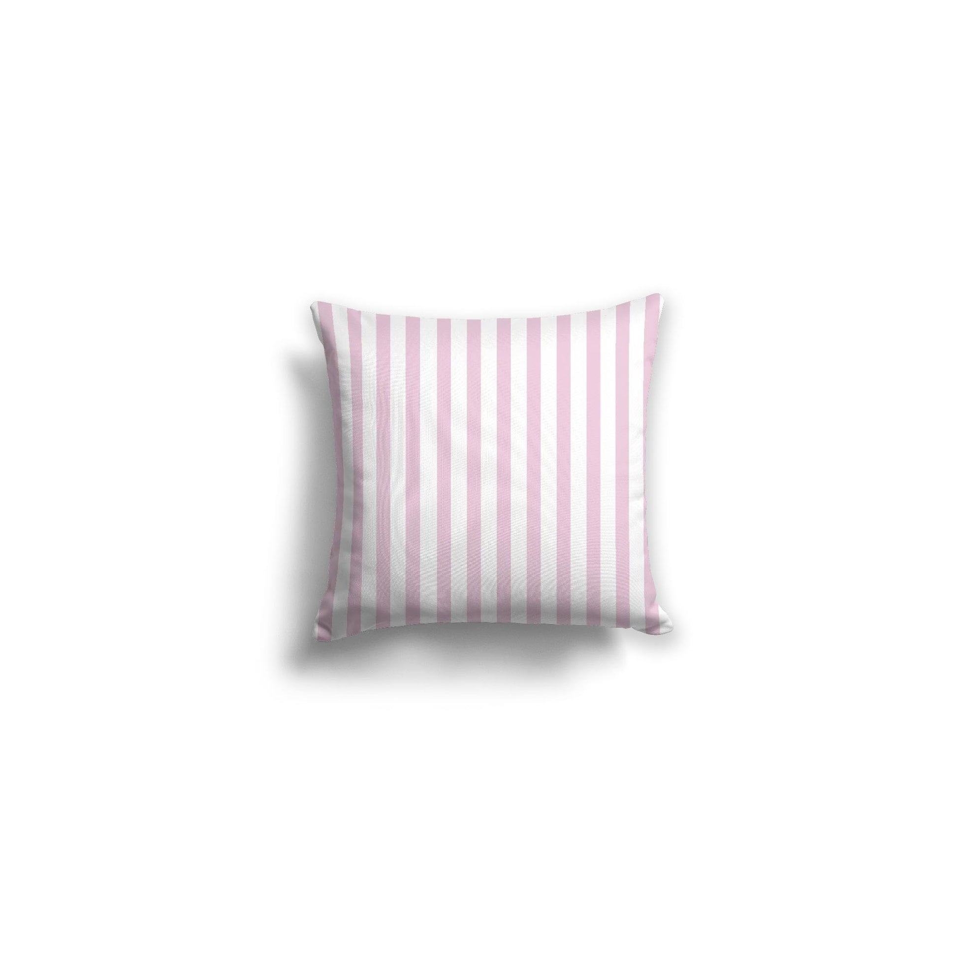 White Spun Polyester Throw Pillow with Thin Pink Bars on Front 14 x 14 inches / 36 x 36 cm