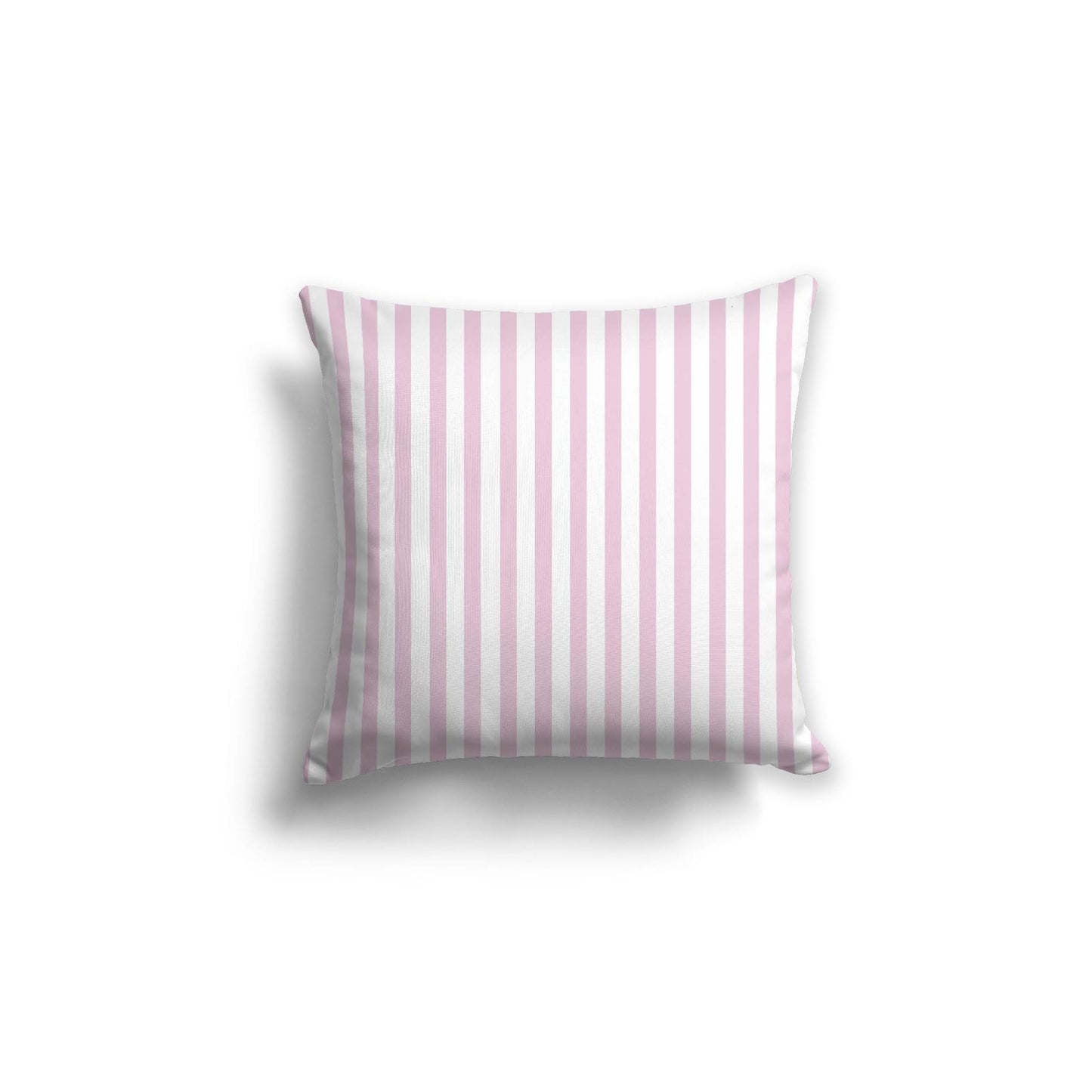 White Spun Polyester Throw Pillow with Thin Pink Bars on Front 18 x 18 inches / 46 x 46 cm