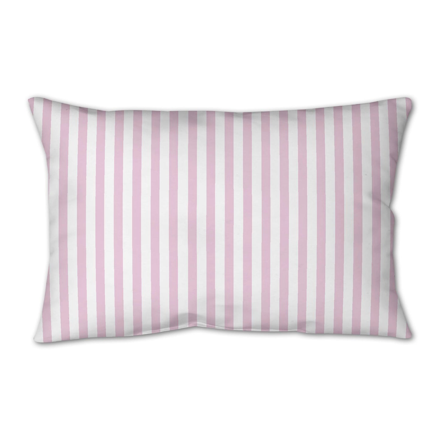 White Spun Polyester Throw Pillow with Thin Pink Bars on Front 25 x 18 inches / 63.5 x 66 cm