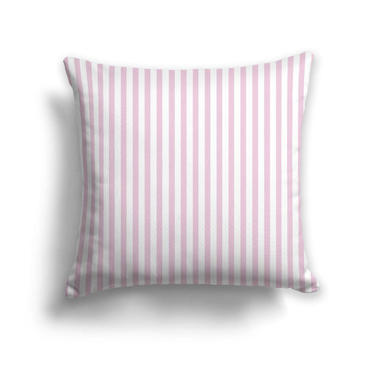 White Spun Polyester Throw Pillow with Thin Pink Bars on Front 26 x 26 inches / 66 x 66 cm
