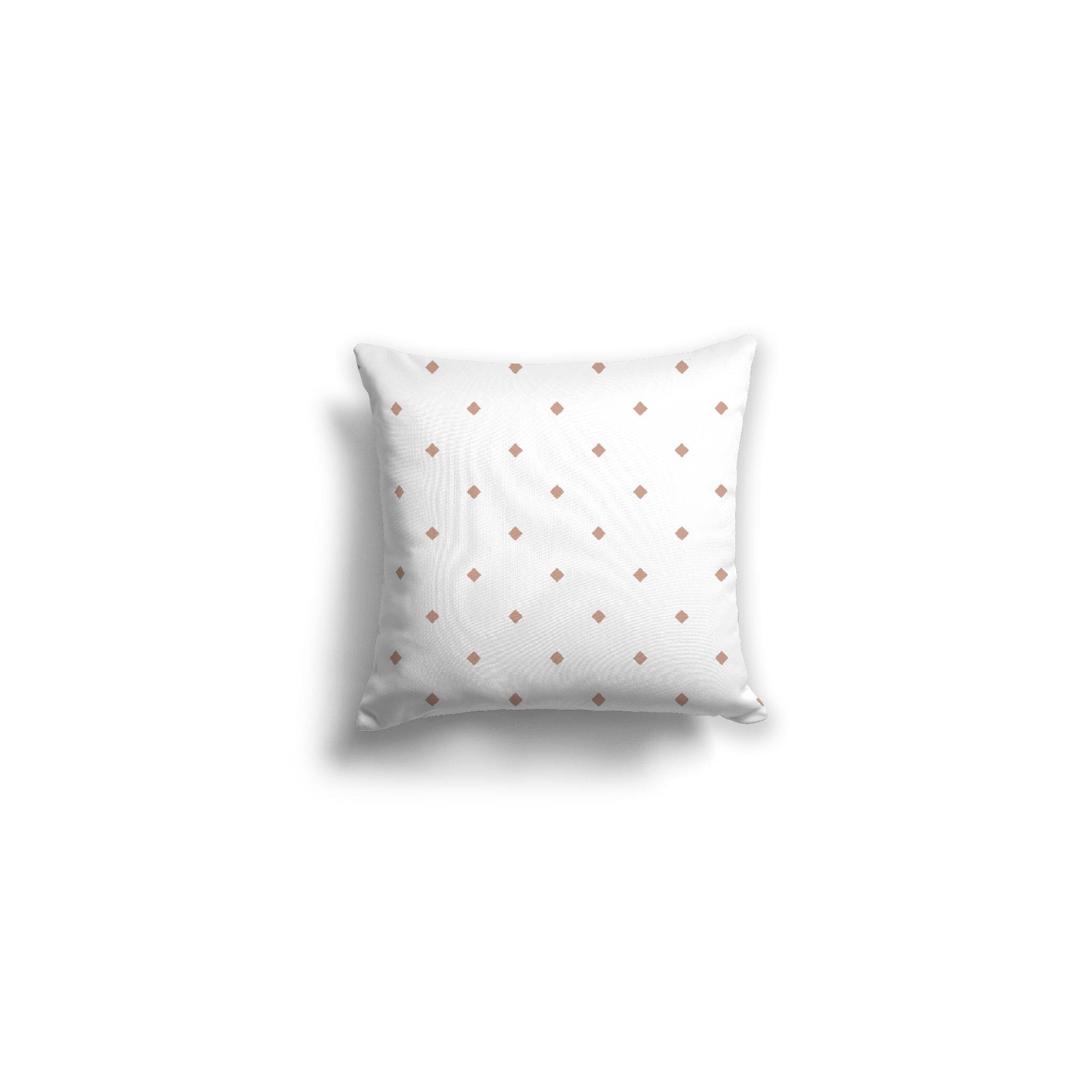 White Spun Polyester Throw Pillow with Salmon Diamonds on Front 14 x 14 inches / 36 x 36 cm