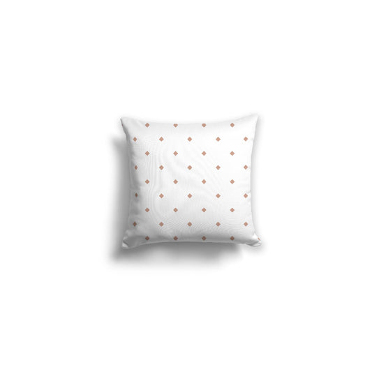 White Spun Polyester Throw Pillow with Salmon Diamonds on Front | 14 x 14 inches 