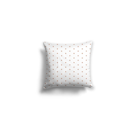 White Spun Polyester Throw Pillow with Fine Salmon Diamonds on Front | 14 x 14 inches 