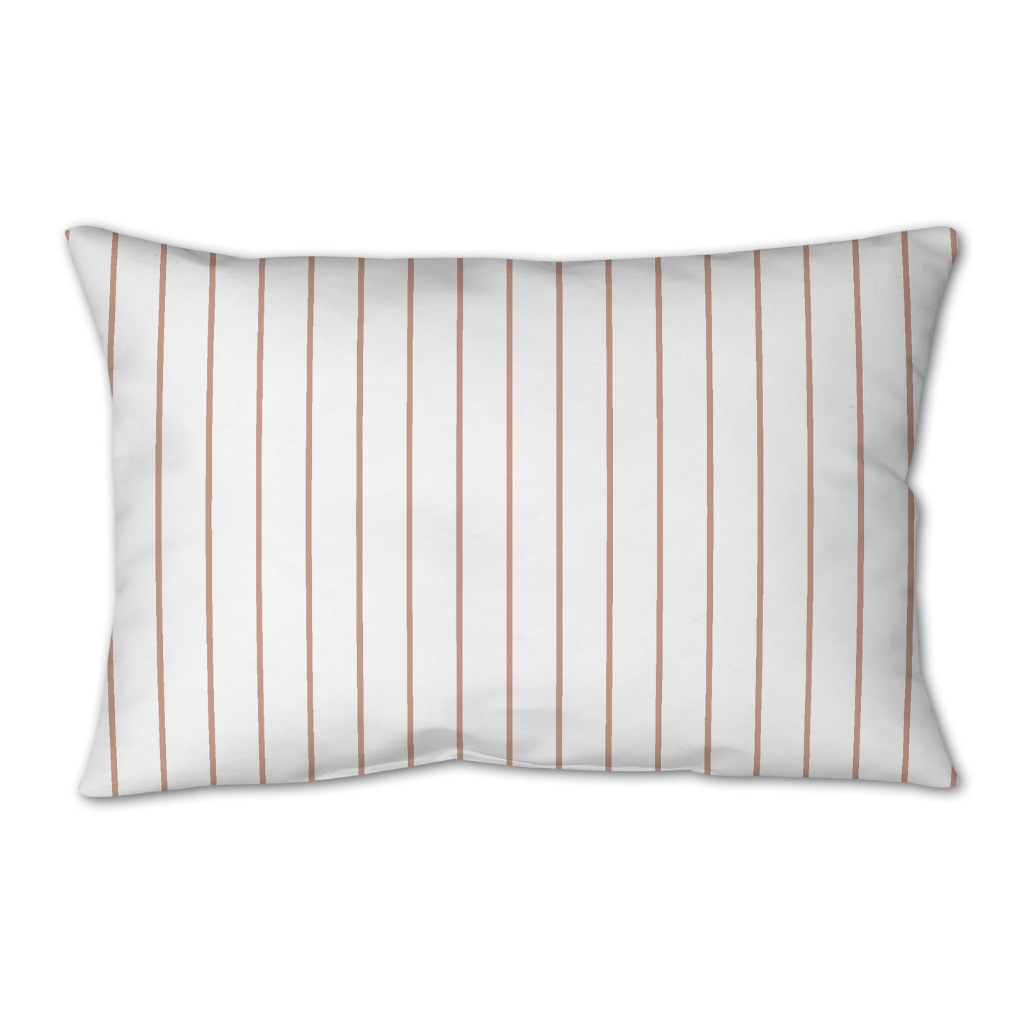 White Spun Polyester Throw Pillow with Fine Salmon Stripes on Front 25 x 18 inches / 63.5 x 66 cm