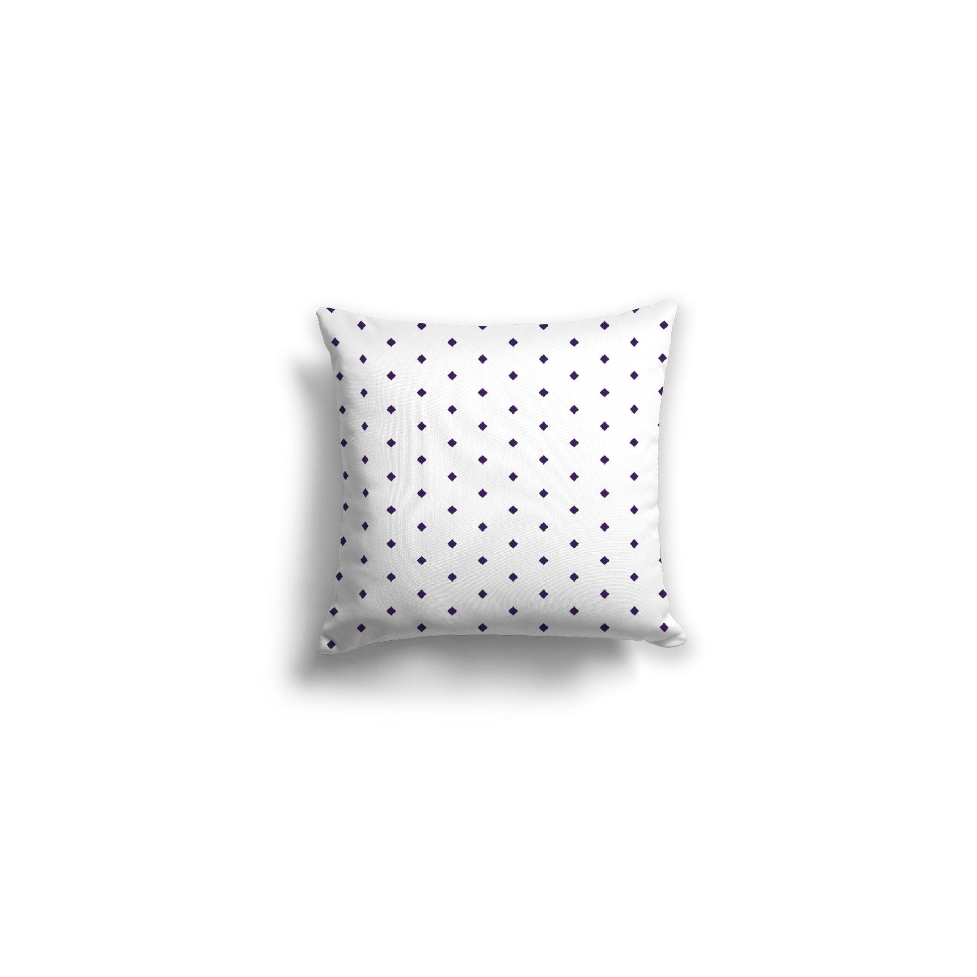 White Spun Polyester Throw Pillow with Fine Purple Diamonds on Front 14 x 14 inches / 36 x 36 cm