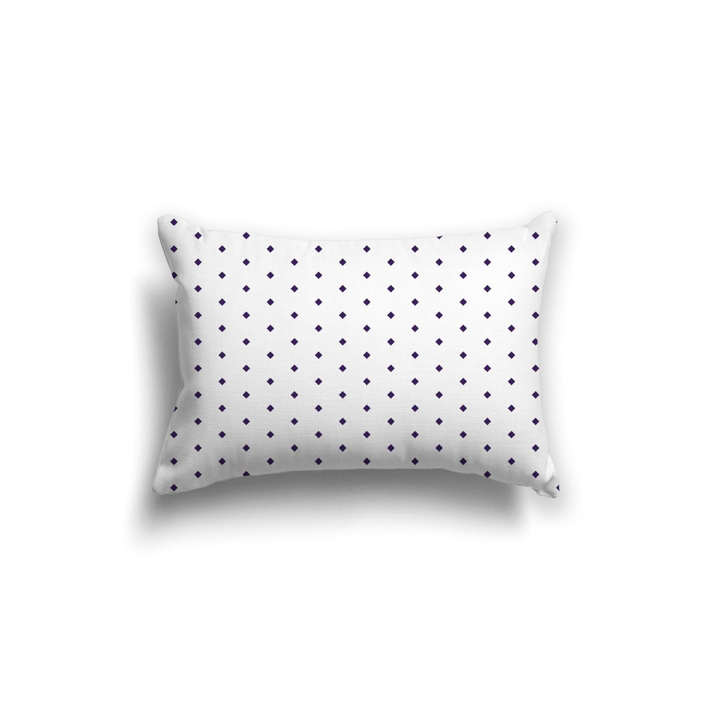 White Spun Polyester Throw Pillow with Fine Purple Diamonds on Front 20 x 14 inches / 51 x 36 cm