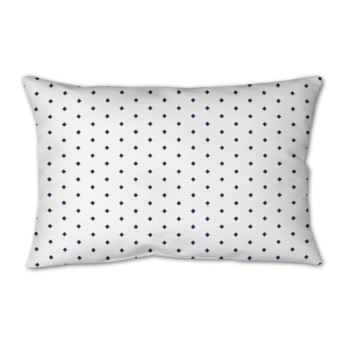 White Spun Polyester Throw Pillow with Fine Purple Diamonds on Front 25 x 18 inches / 63.5 x 66 cm