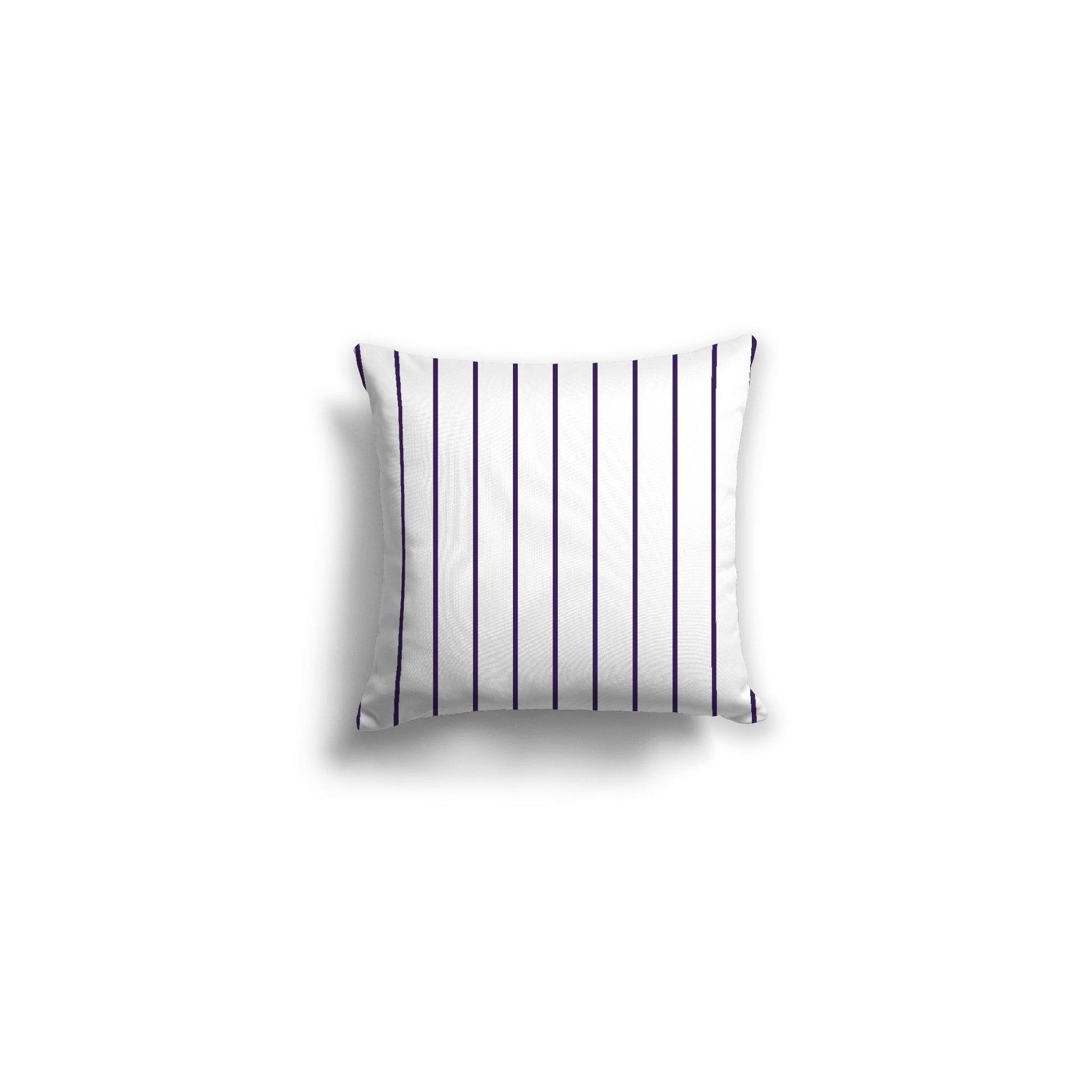 White Spun Polyester Throw Pillow with Fine Purple Stripes on Front 14 x 14 inches / 36 x 36 cm