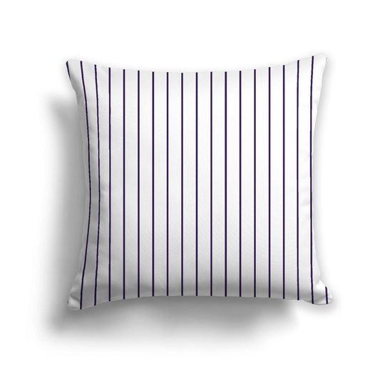 White Spun Polyester Throw Pillow with Fine Purple Stripes on Front 26 x 26 inches / 66 x 66 cm