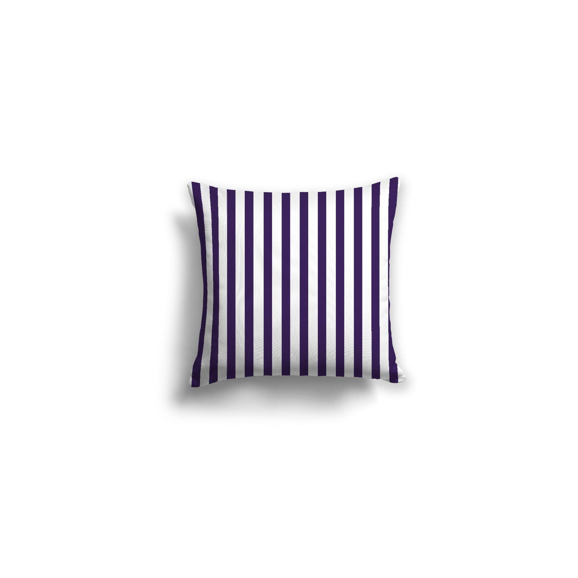 White Spun Polyester Throw Pillow with Thin Purple Bars on Front 14 x 14 inches / 36 x 36 cm