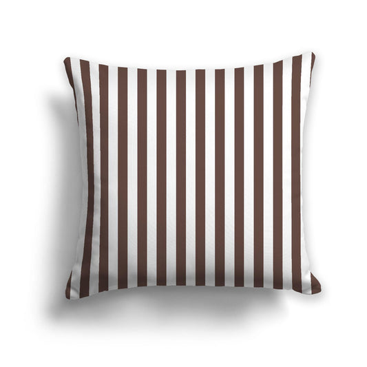 White Spun Polyester Throw Pillow with Brown Bars on Front 26 x 26 inches / 66 x 66 cm
