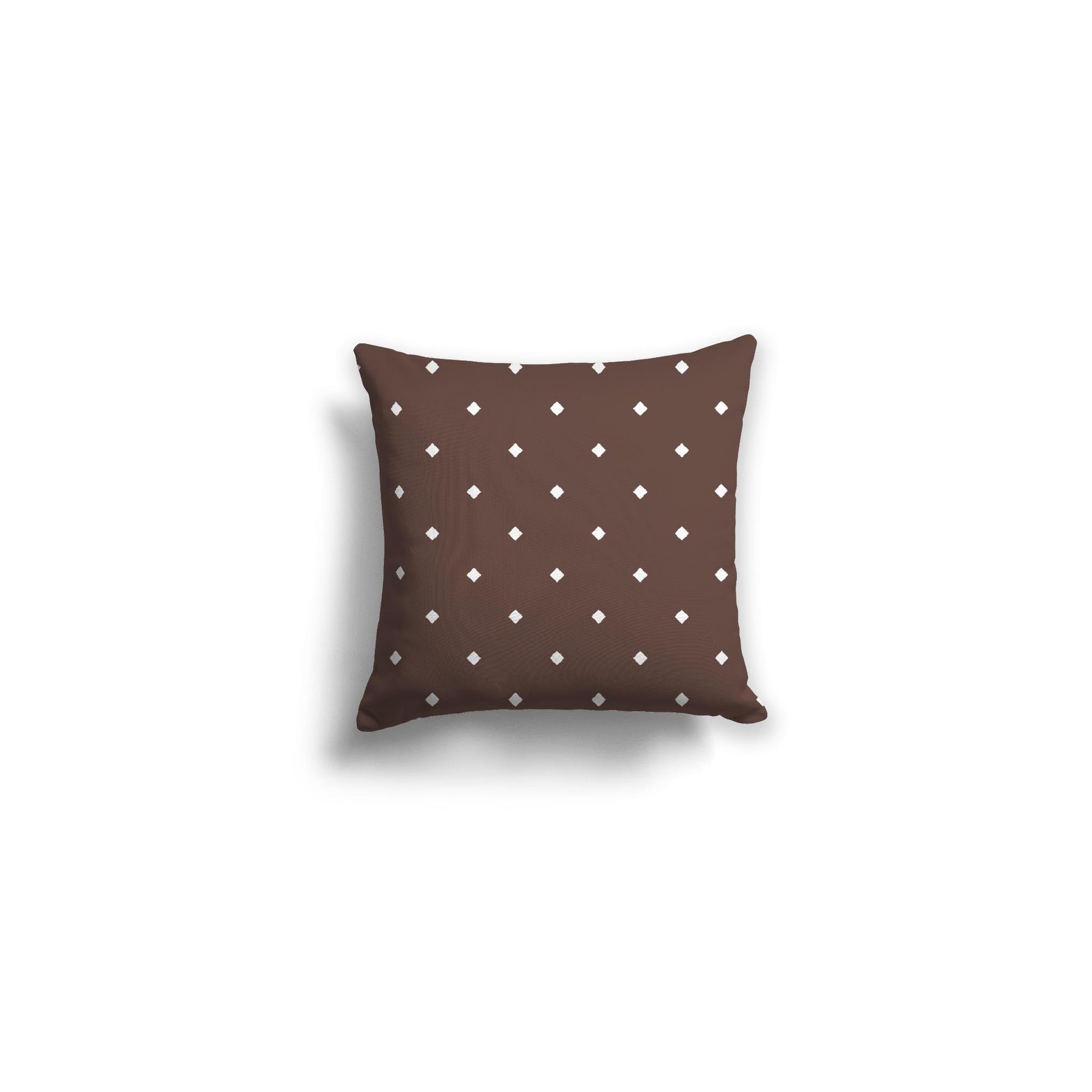 Brown Spun Polyester Throw Pillow with White Diamonds on Front 14 x 14 inches / 36 x 36 cm