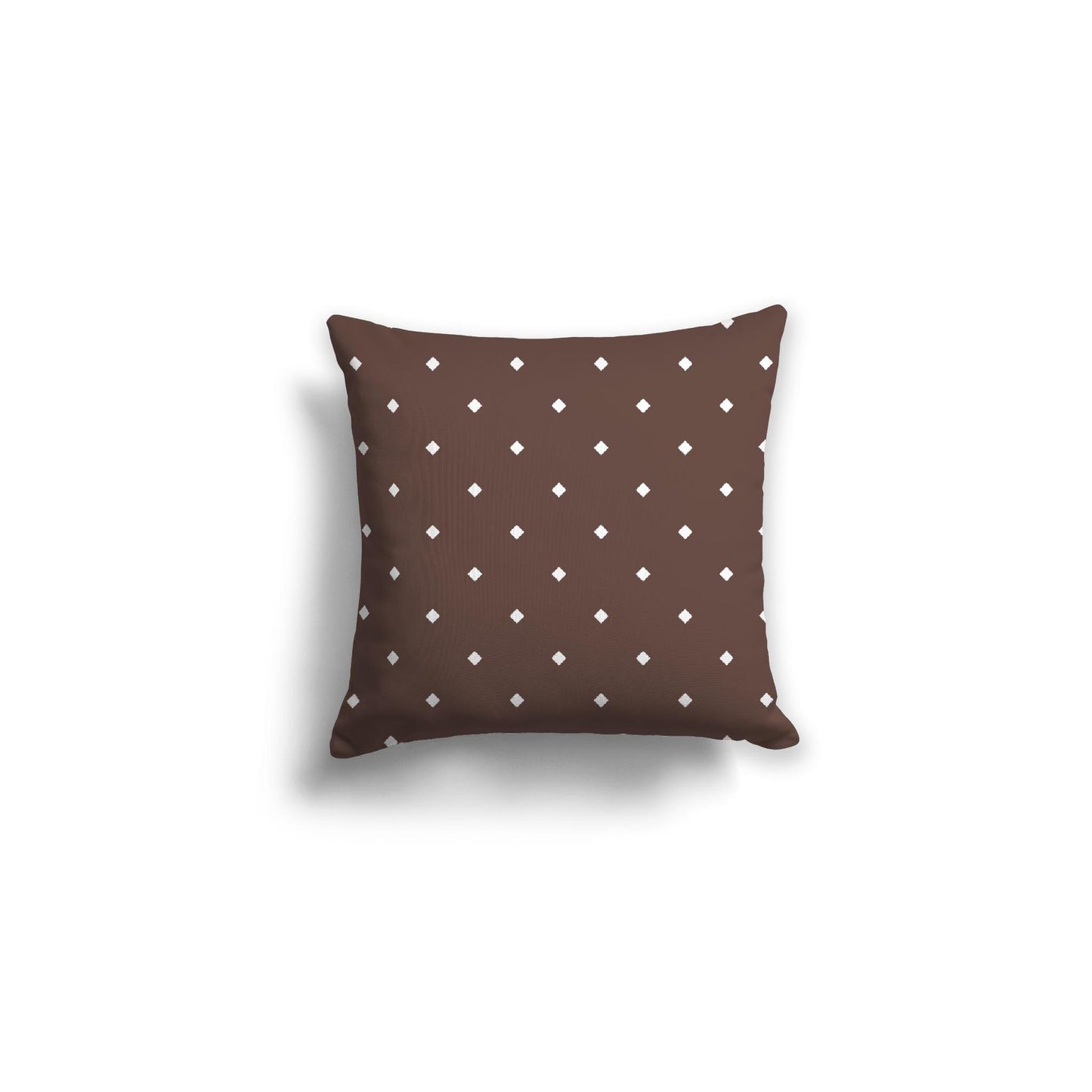 Brown Spun Polyester Throw Pillow with White Diamonds on Front 16 x 16 inches / 41 x 41 cm