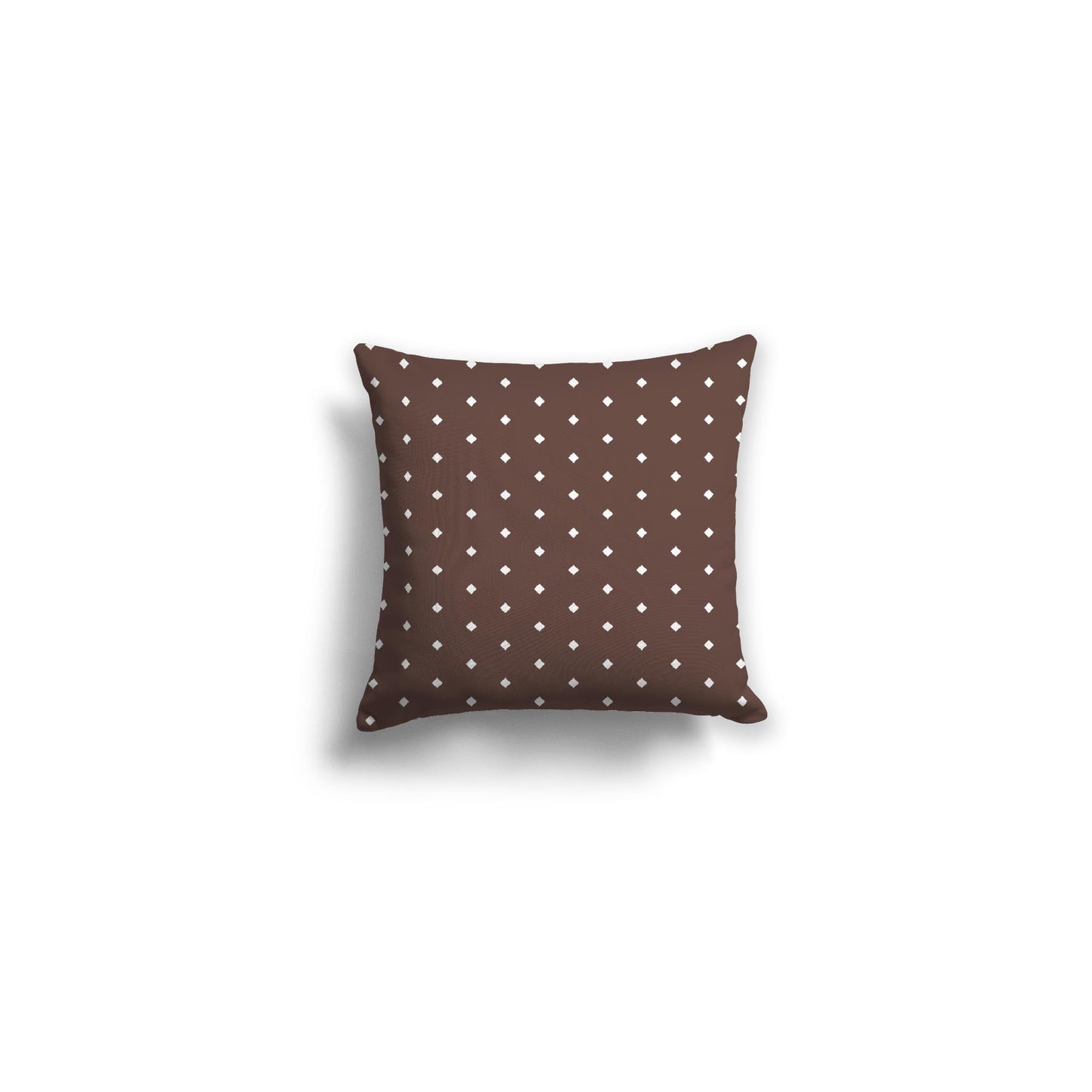 Brown Spun Polyester Throw Pillow with Fine White Diamonds on Front 14 x 14 inches / 36 x 36 cm