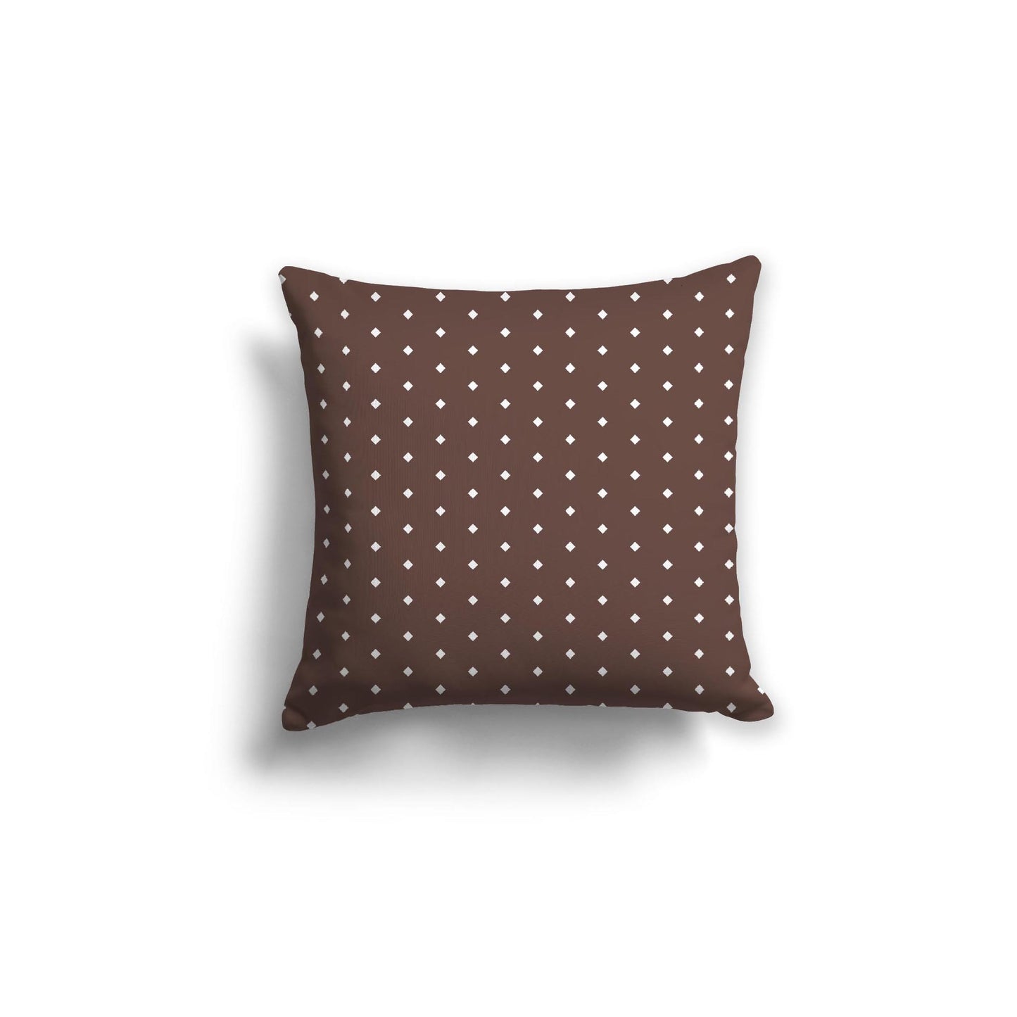 Brown Spun Polyester Throw Pillow with Fine White Diamonds on Front 18 x 18 inches / 46 x 46 cm