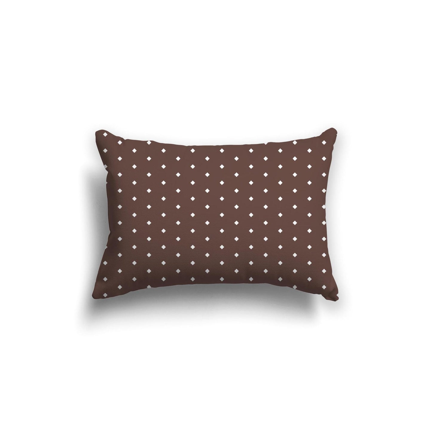 Brown Spun Polyester Throw Pillow with Fine White Diamonds on Front 20 x 14 inches / 51 x 36 cm