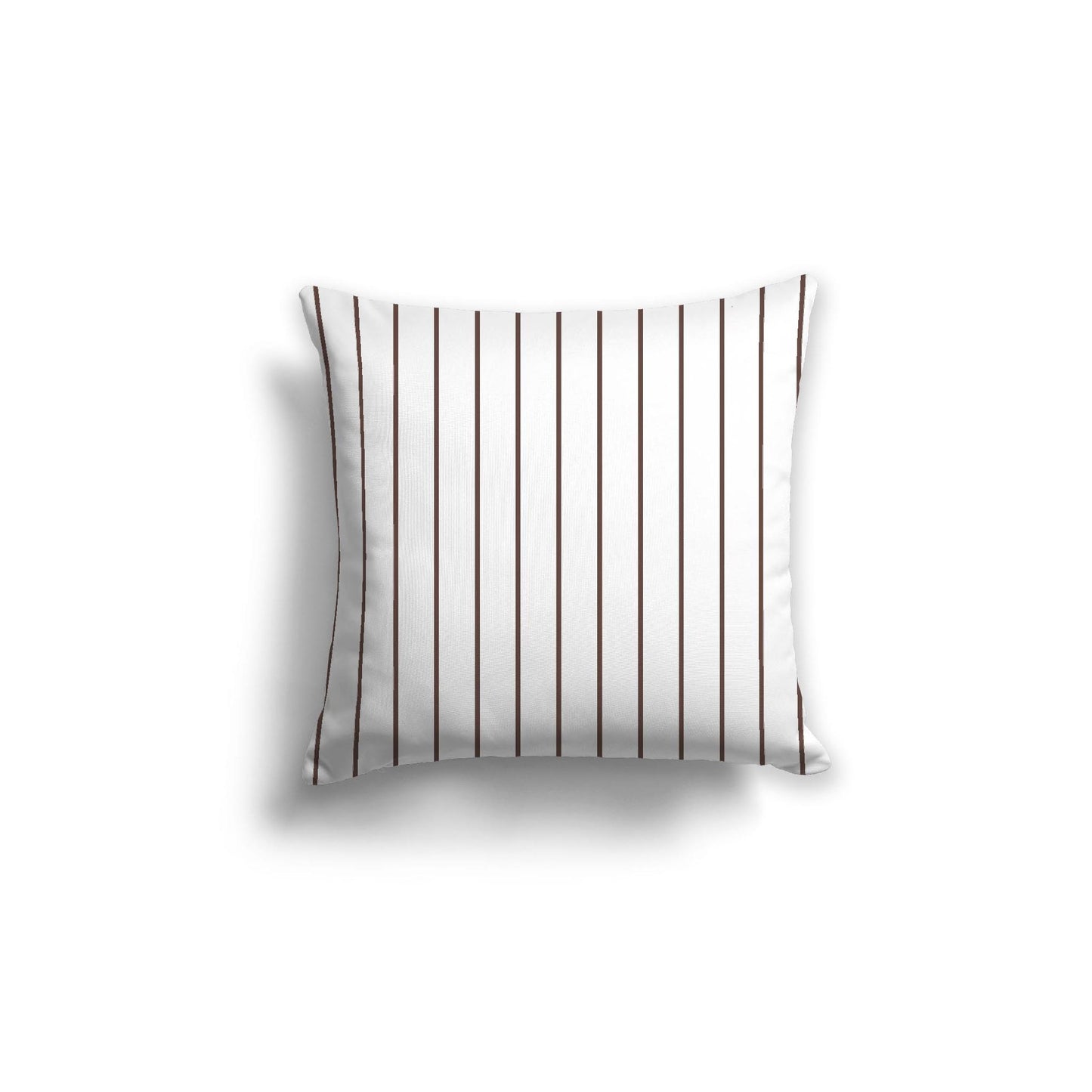 White Spun Polyester Throw Pillow with Fine Brown Stripes on Front 18 x 18 inches / 46 x 46 cm