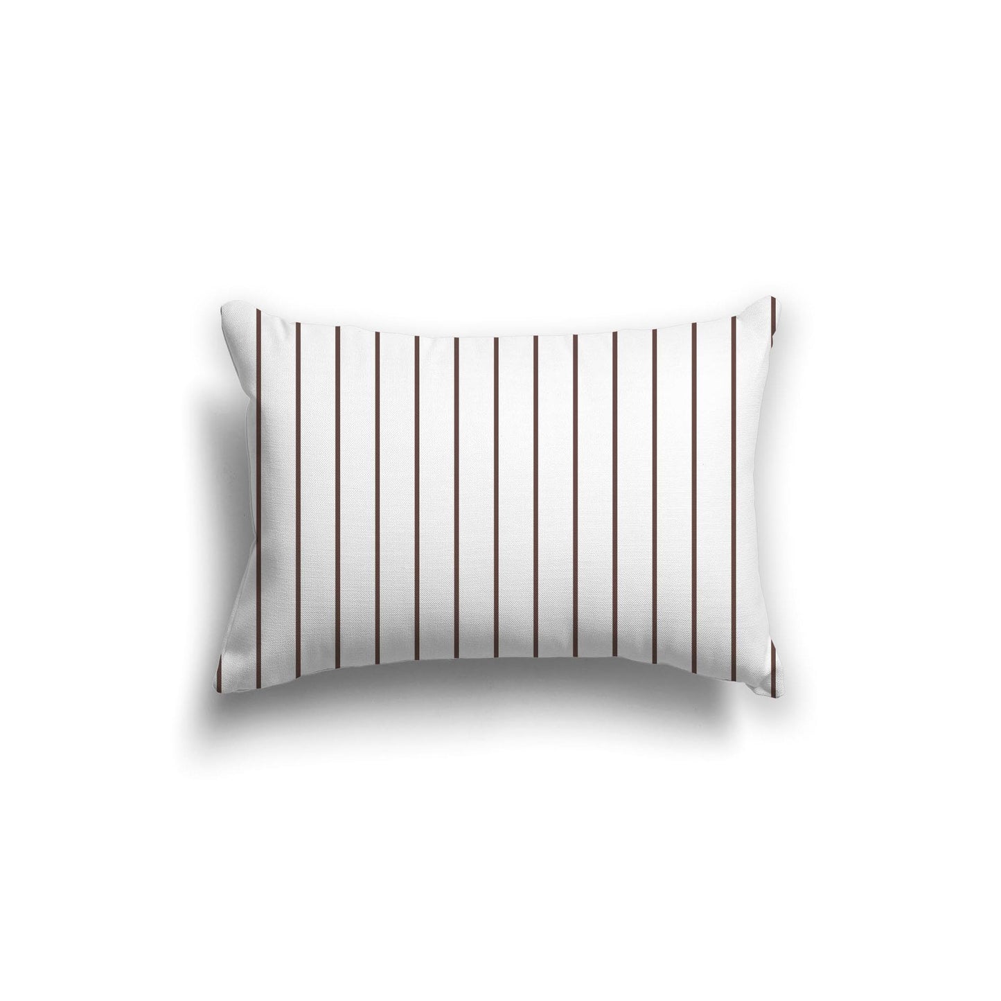 White Spun Polyester Throw Pillow with Fine Brown Stripes on Front 20 x 14 inches / 51 x 36 cm