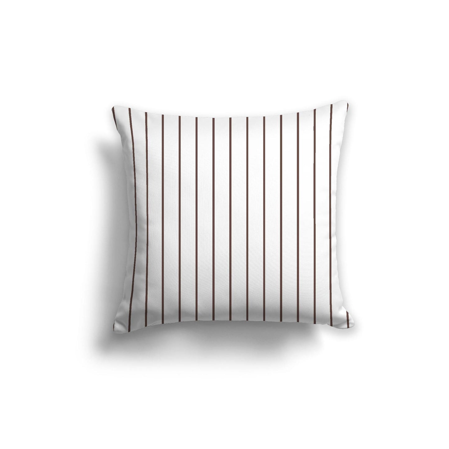 White Spun Polyester Throw Pillow with Fine Brown Stripes on Front 20 x 20 inches / 51 x 51 cm