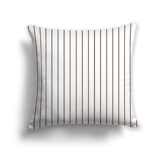 White Spun Polyester Throw Pillow with Fine Brown Stripes on Front 26 x 26 inches / 66 x 66 cm