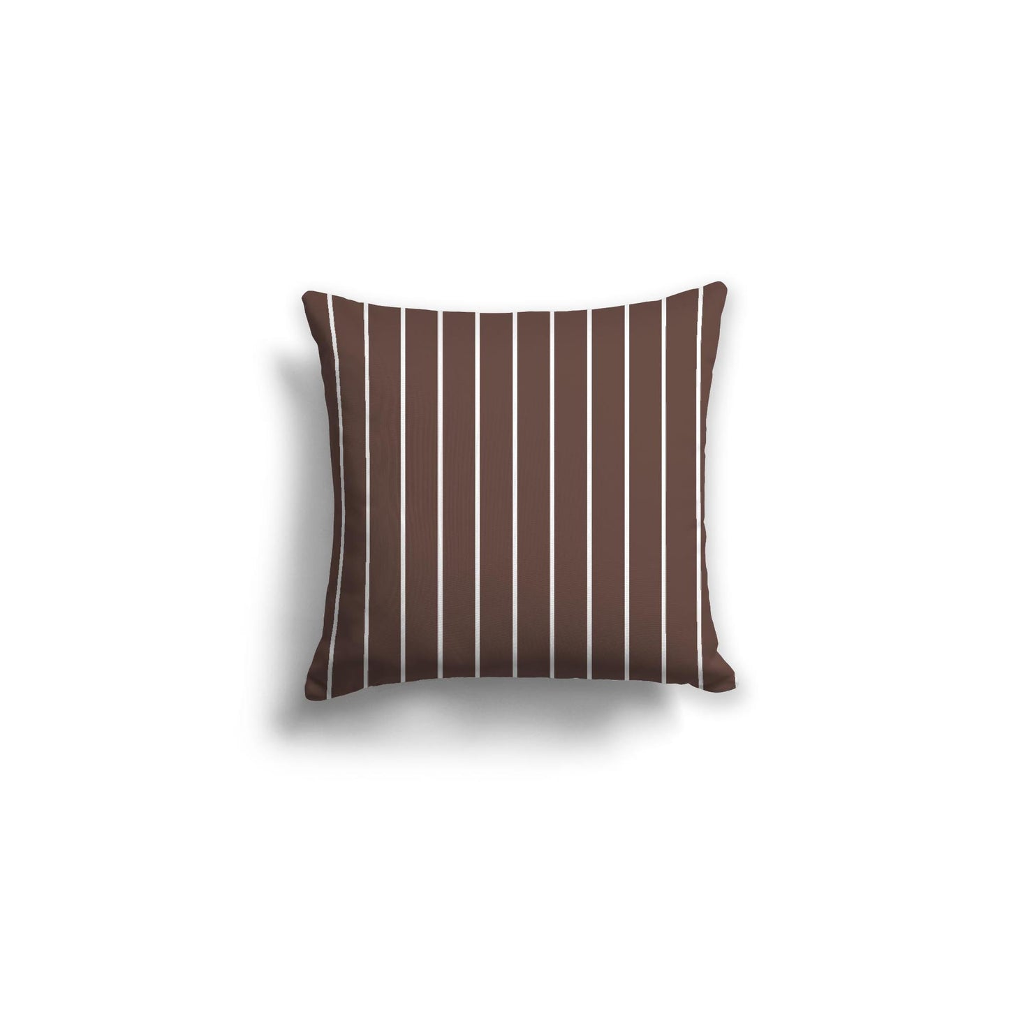 Brown Spun Polyester Throw Pillow with Fine White Stripes on Front 16 x 16 inches / 41 x 41 cm