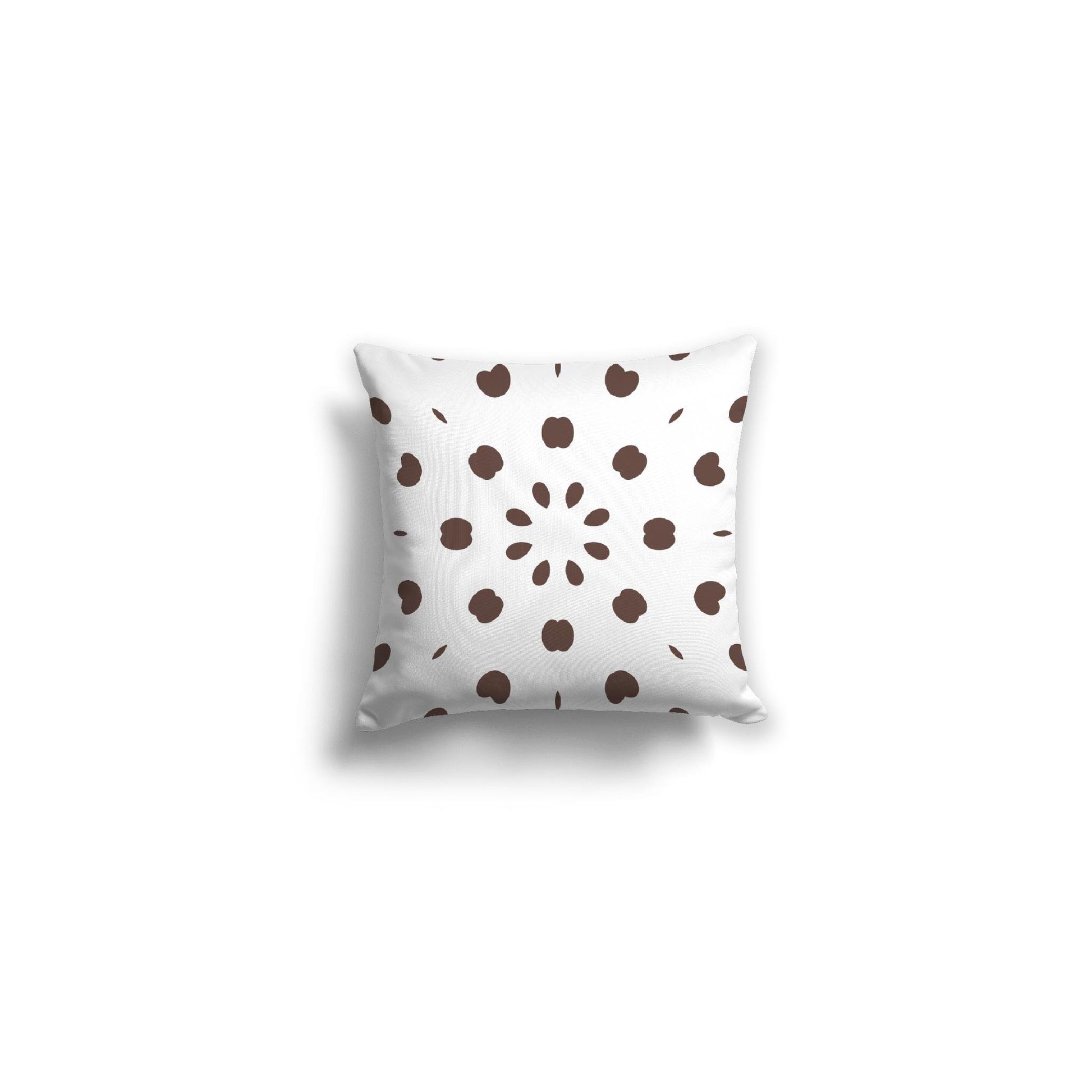 White Spun Polyester Throw Pillow with Brown Burst Pattern on Front 14 x 14 inches / 36 x 36 cm