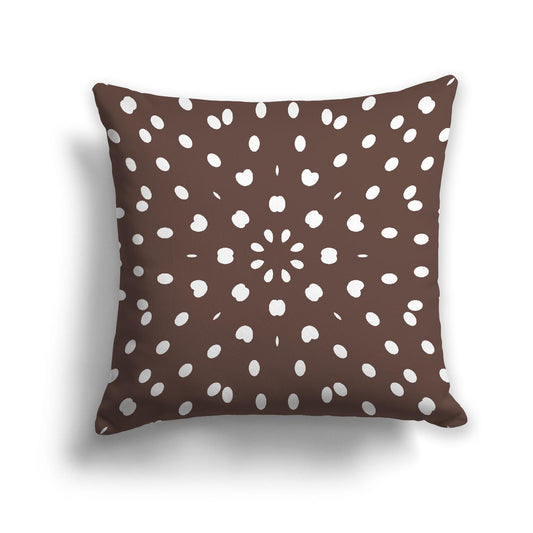 Brown Spun Polyester Throw Pillow with White Burst Pattern on Front 26 x 26 inches / 66 x 66 cm