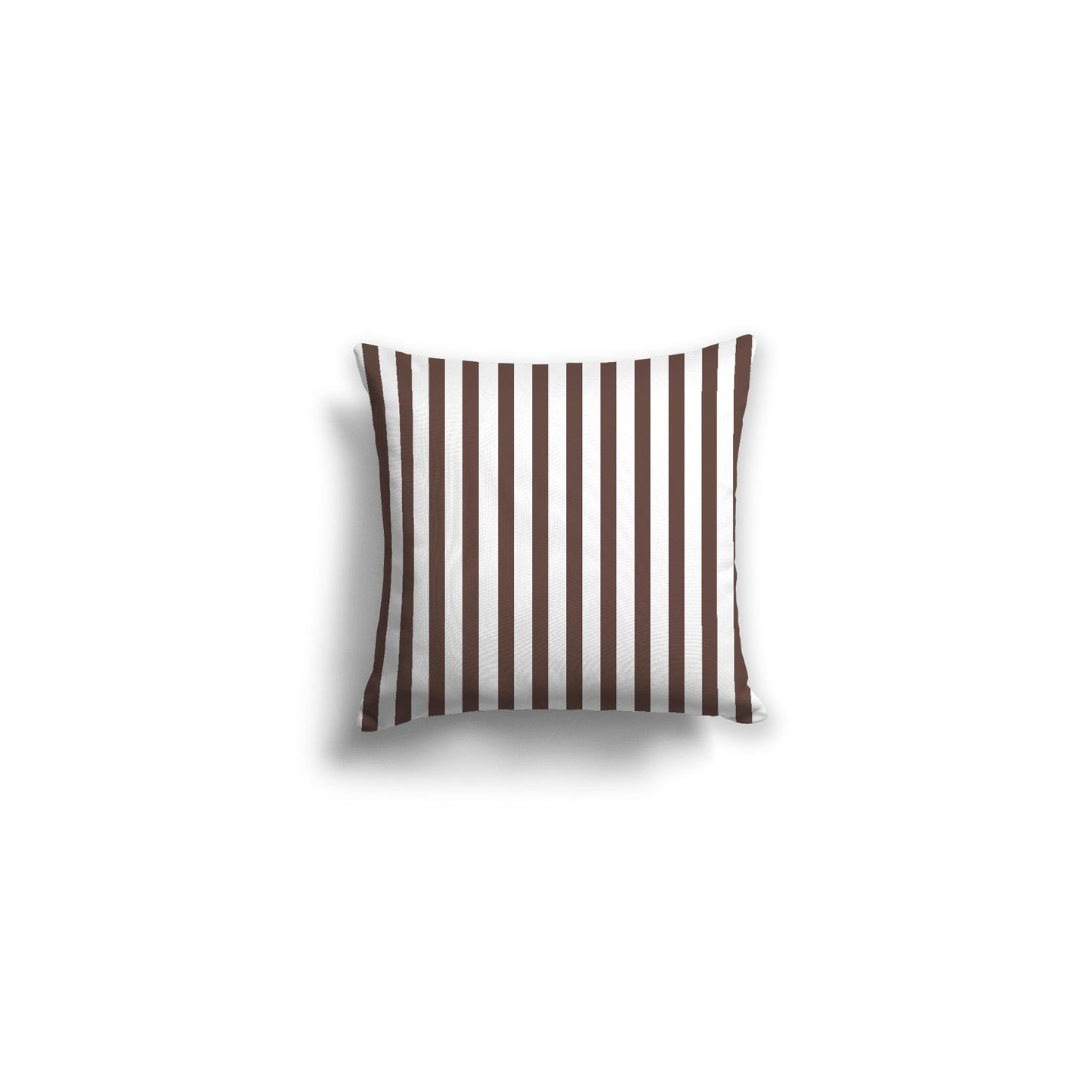 White Spun Polyester Throw Pillow with Thin Brown Bars on Front 14 x 14 inches / 36 x 36 cm