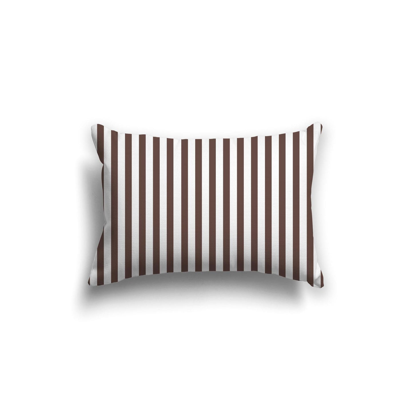 White Spun Polyester Throw Pillow with Thin Brown Bars on Front 20 x 14 inches / 51 x 36 cm