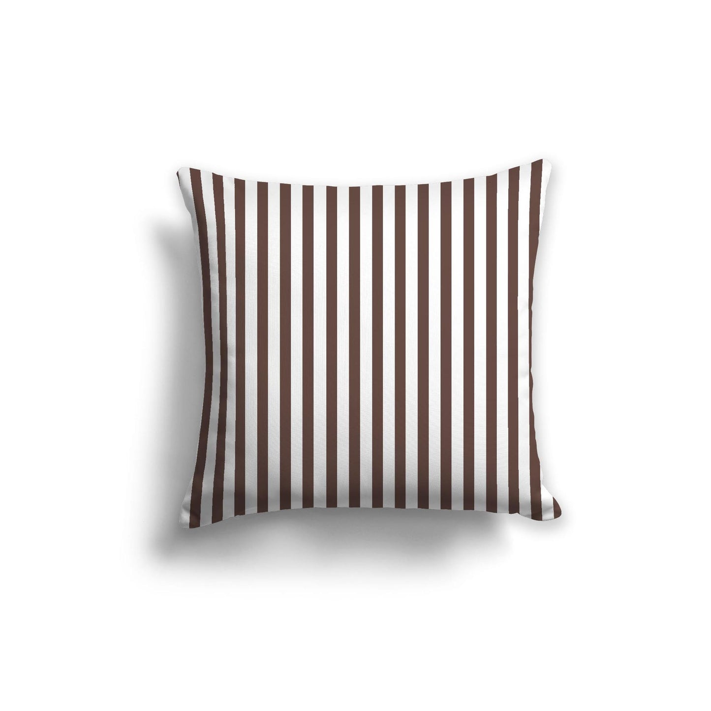 White Spun Polyester Throw Pillow with Thin Brown Bars on Front 20 x 20 inches / 51 x 51 cm