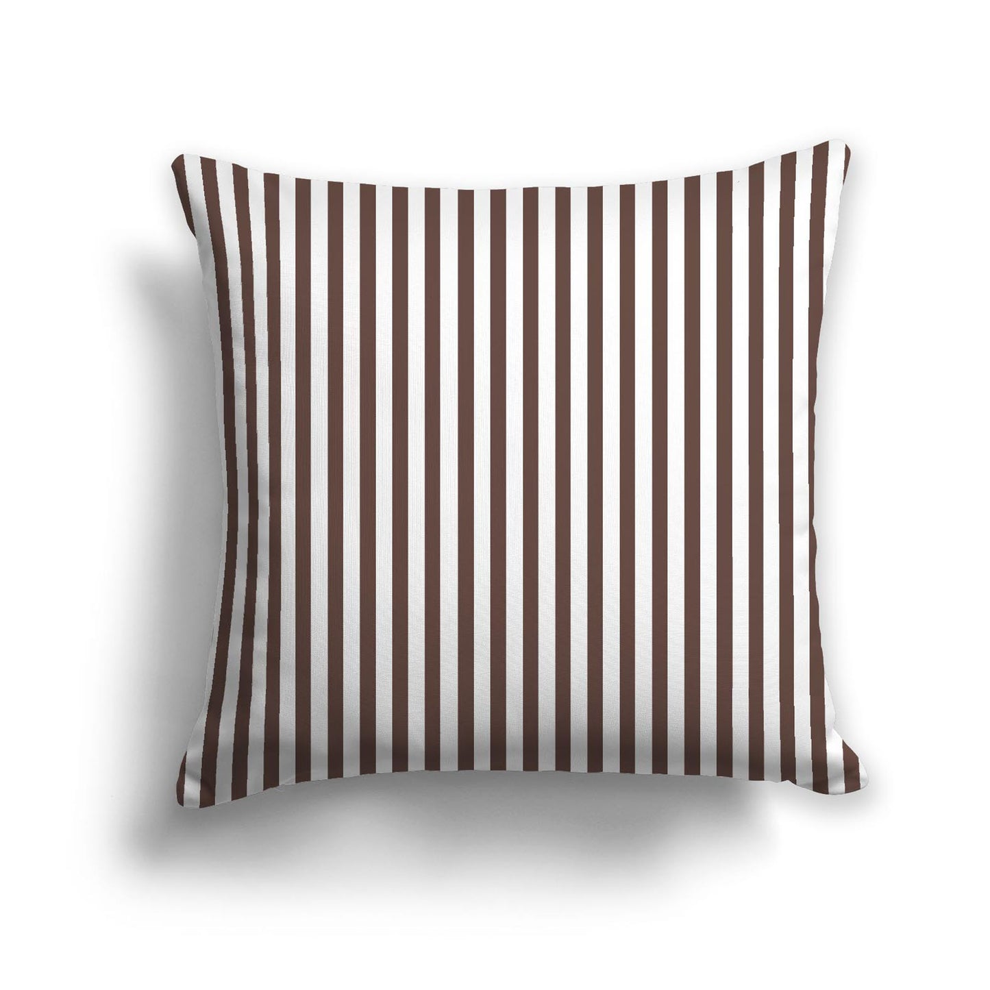 White Spun Polyester Throw Pillow with Thin Brown Bars on Front 26 x 26 inches / 66 x 66 cm