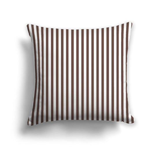 White Spun Polyester Throw Pillow with Thin Brown Bars on Front 26 x 26 inches / 66 x 66 cm