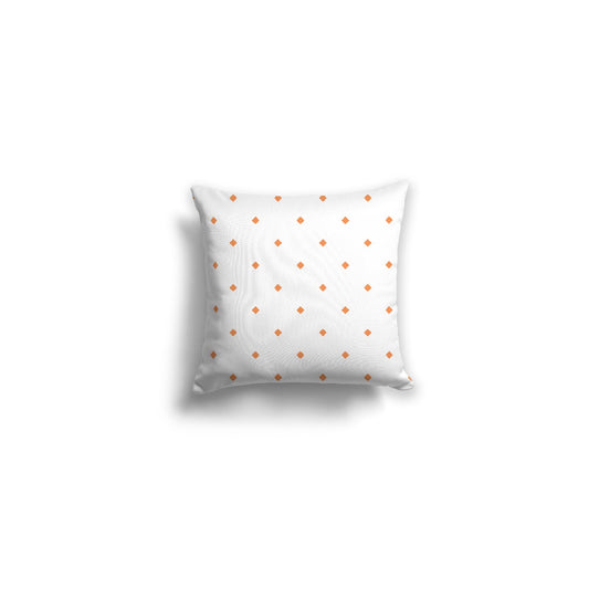 White Spun Polyester Throw Pillow with Orange Diamonds on Front | 14 x 14 inches 