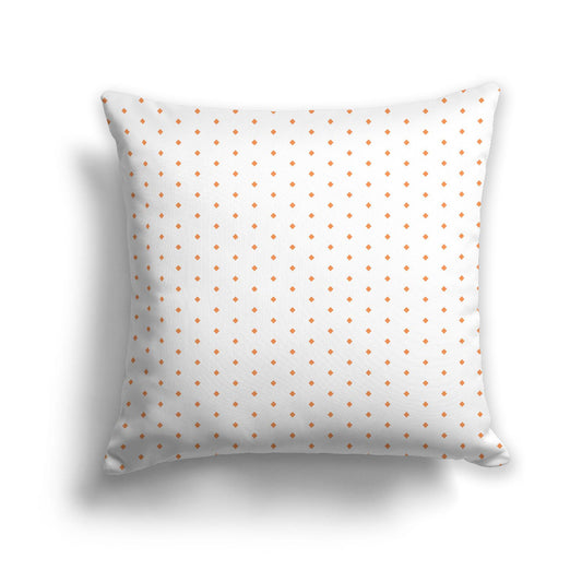 White Spun Polyester Throw Pillow with Fine Orange Diamonds on Front 26 x 26 inches / 66 x 66 cm