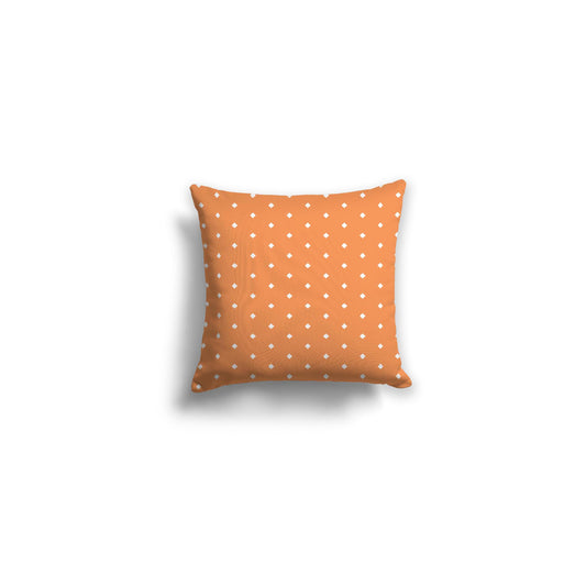 Orange Spun Polyester Throw Pillow with Fine White Diamonds on Front | 14 x 14 inches 