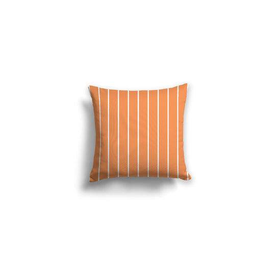 Orange Spun Polyester Throw Pillow with Fine White Stripes on Front | 14 x 14 inches 