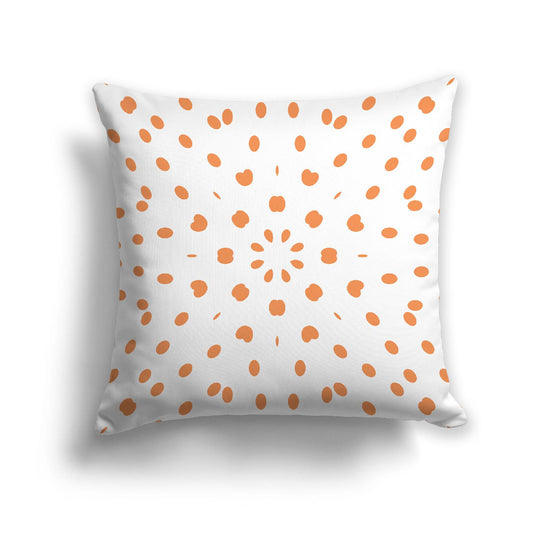 White Spun Polyester Throw Pillow with Orange Burst Pattern on Front 26 x 26 inches / 66 x 66 cm