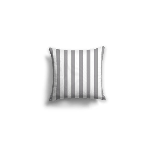 White Spun Polyester Throw Pillow with Grey Bars on Front | 14 x 14 inches 