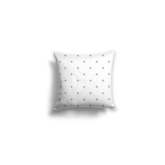 White Spun Polyester Throw Pillow with Grey Diamonds on Front | 14 x 14 inches 