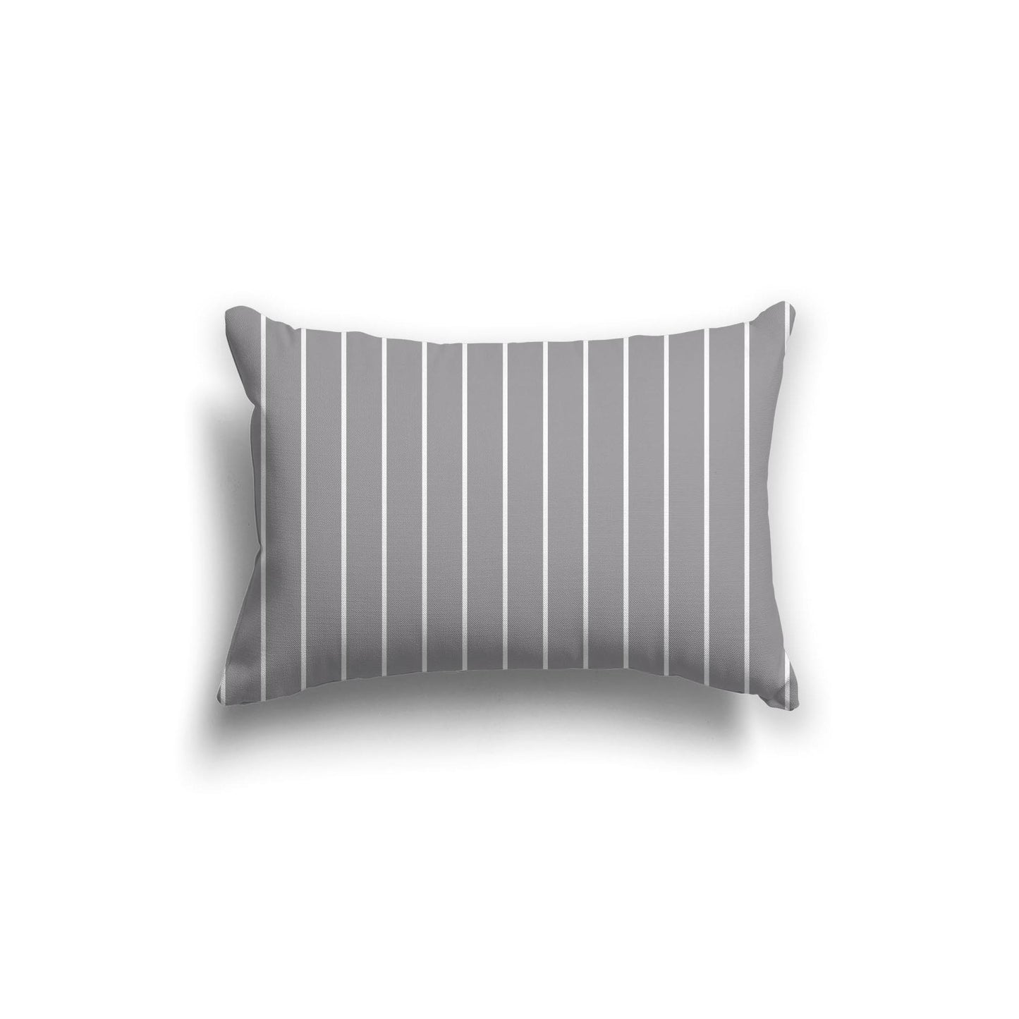 Grey Spun Polyester Throw Pillow with Fine White Stripes on Front 20 x 14 inches / 51 x 36 cm