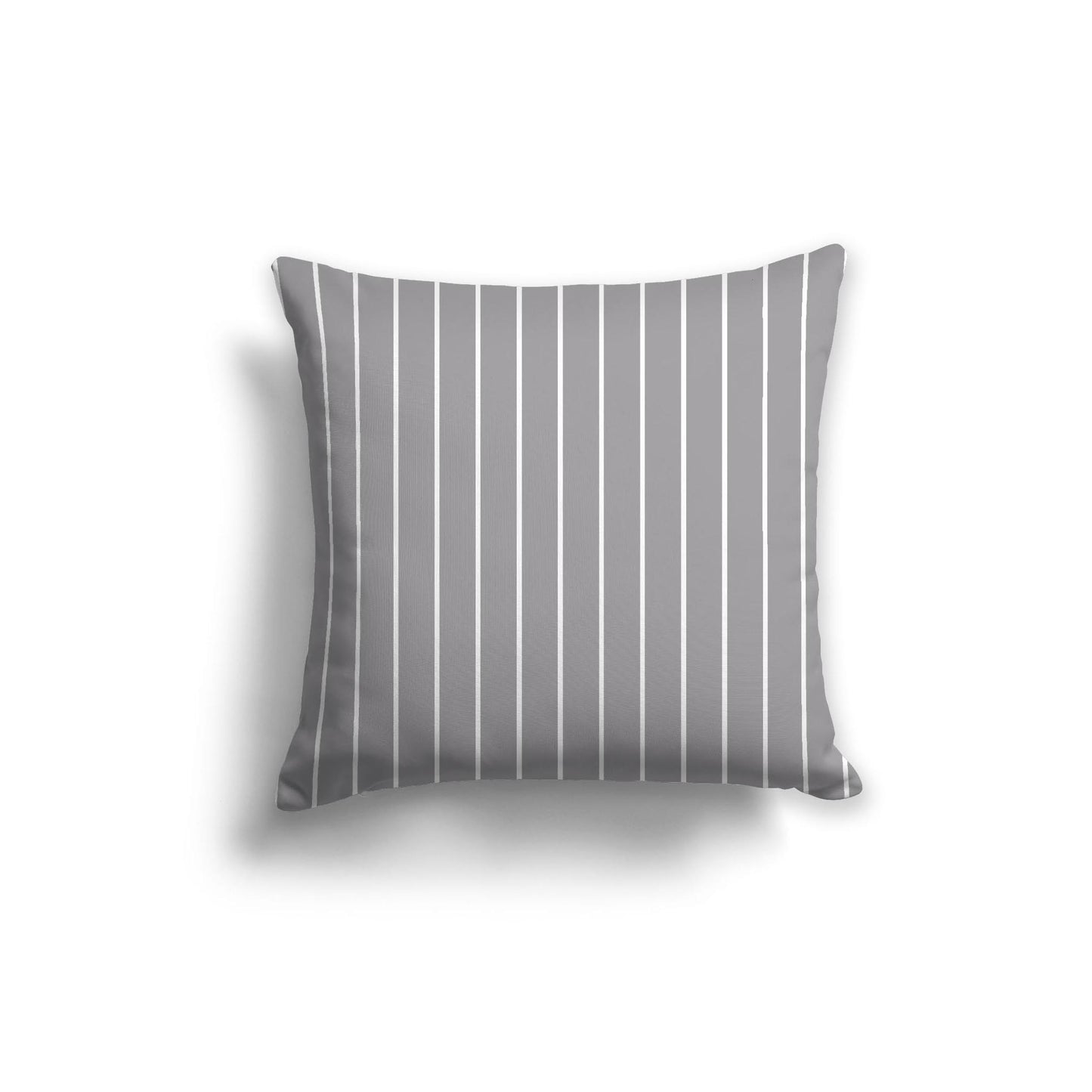 Grey Spun Polyester Throw Pillow with Fine White Stripes on Front 20 x 20 inches / 51 x 51 cm