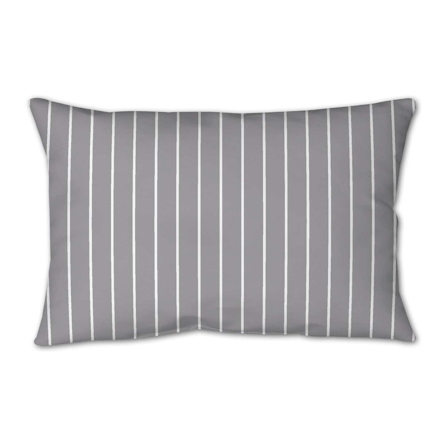 Grey Spun Polyester Throw Pillow with Fine White Stripes on Front 25 x 18 inches / 63.5 x 66 cm