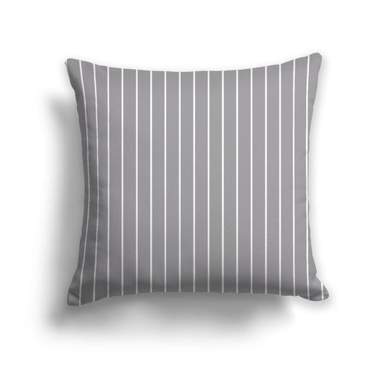 Grey Spun Polyester Throw Pillow with Fine White Stripes on Front 26 x 26 inches / 66 x 66 cm