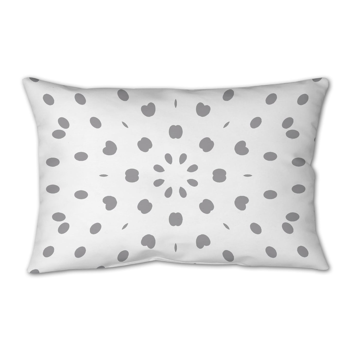 White Spun Polyester Throw Pillow with Grey Burst Pattern on Front 25 x 18 inches / 63.5 x 66 cm
